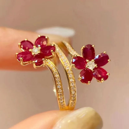 Royal Ruby Petal Ring